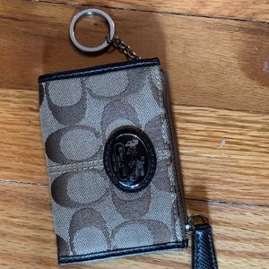 Coach wallet key chain - brown and tan logo
